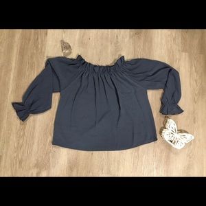 Off the shoulder ruffle trim blouse